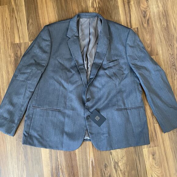 NWT The BLK TUX Tollegno 1900 Men’s 54R Gray Blazer Suit Jacket 100% Merino Wool - Picture 1 of 10